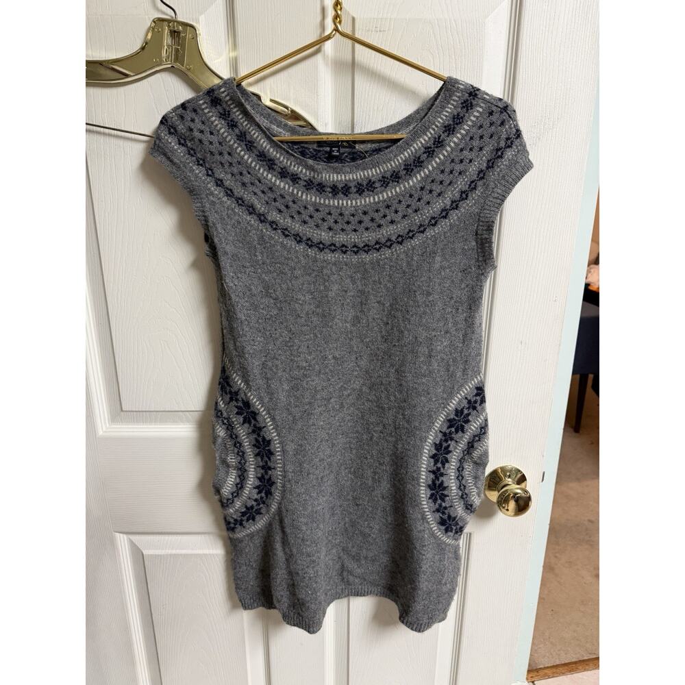 Chaudry KC Lambswool Long Pocket Small Unique Mini Sweater Dress Gray 36w 30L